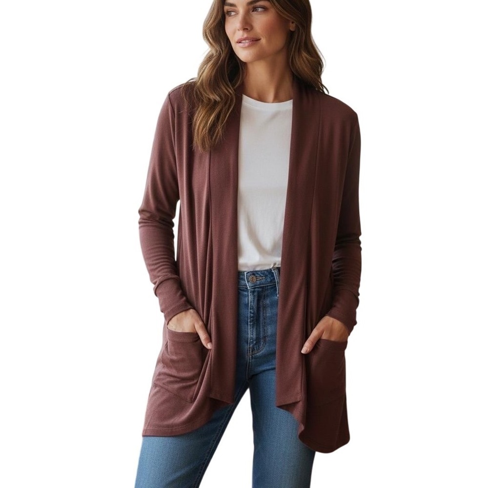 Athleta Pranayama Wrap Cardigan Burgundy‎  Soft Knit  Size M